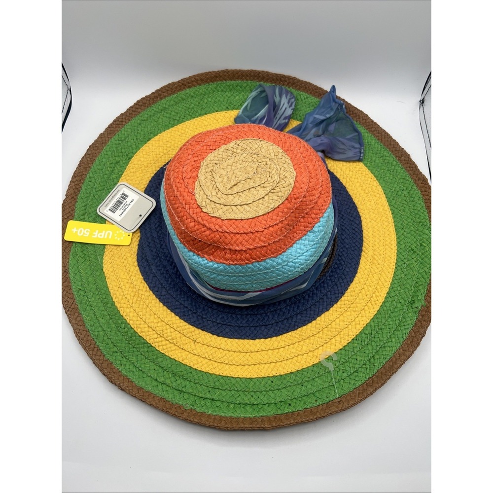 San Diego Hat Co Wide Brim Sun Rainbow Stripe Floppy Derby Paper Bright Beach